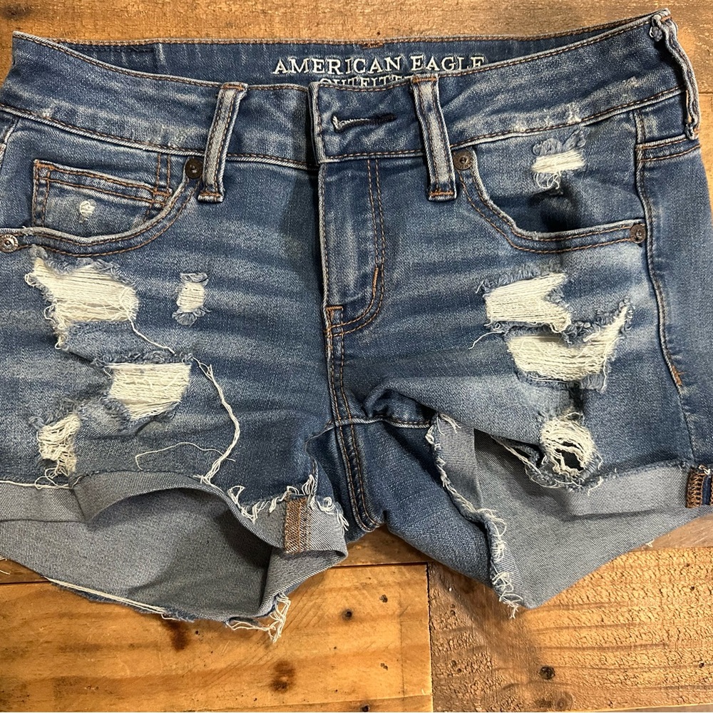 American Eagle Outfitters Ripped Blue Jean Shorts